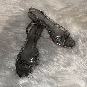 Talbots Silver Snakeskin Kitten Heels